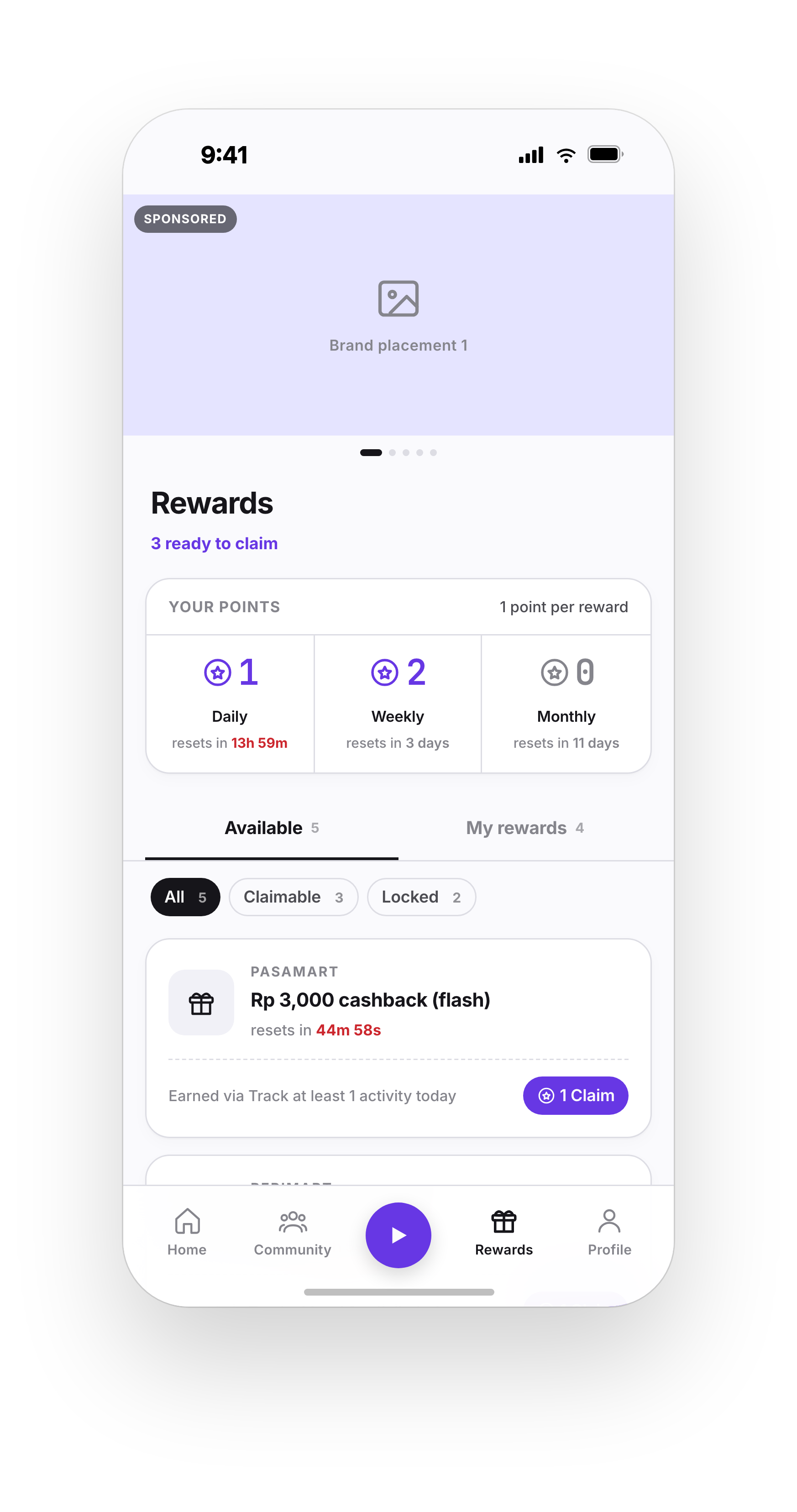 Livewell XP rewards